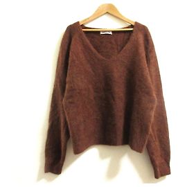 Autre Marque Pullover de malha Babylone com decote em V e pele Marrom