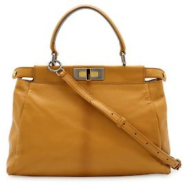 Bolsa 2way Fendi Peekaboo em couro e python Amarelo Mostarda