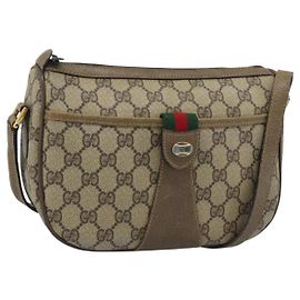 Sac GUCCI GG Supreme Web Sherry Line en PVC beige et or, taille 14 02 032, authentification 194578. Autre