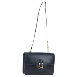 Hermès Borsa a tracolla HERMES Sandrine in pelle blu navy e oro, autentica 190310M Altro