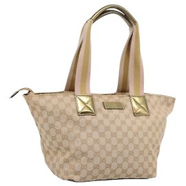 Borsa Tote GUCCI GG Canvas Sherry Line Beige 131230 Auth 197665 Beige