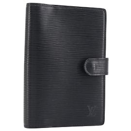 LOUIS VUITTON Epi Agenda PM Day Planner Cover Black R20052 LV Auth 198564A Black