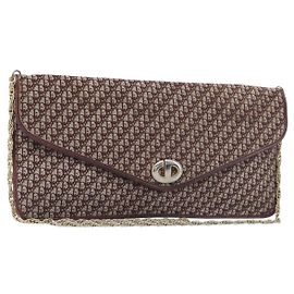 Bolsa de Ombro com Corrente Christian Dior Trotter Canvas Vermelho Ouro Auth fm5440 Vermelho Dourado