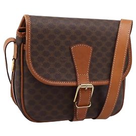 Céline Bolsa de Ombro CELINE Macadam PVC Couro Marrom Tom Dourado Auth BA15351 Marrom Outro