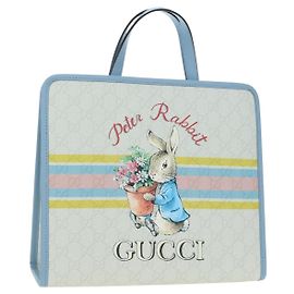 GUCCI GG Supreme Enfant PVC Peter Rabbit White Blue 605614 Auth 196593SAM Blanc Bleu clair