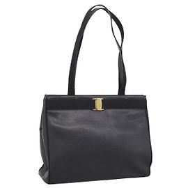 Borsa a tracolla Salvatore Ferragamo Vala in pelle nera e oro Auth 197656 Nero D'oro