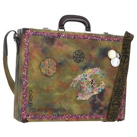 CHANEL Embroidery Graffiti 2015 On The Pavement Attache Case 2way Auth yk20849SM Argento Multicolore