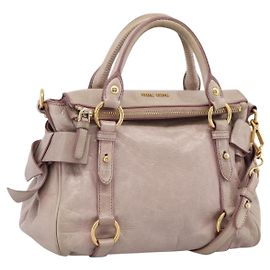 Bolsa de mão Miu Miu em couro 2way Pink Gold Auth yk20735M Rosa Dourado