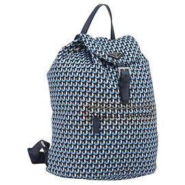 PRADA Backpack Nylon Blue Silver Auth 197214A Silvery Blue
