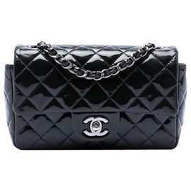 Bolso bandolera Chanel Mini Rectangular Classic Patent Single Flap Azul Azul