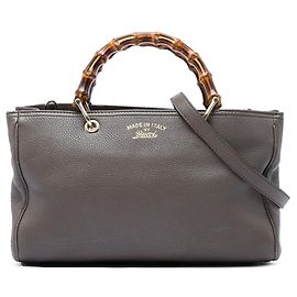 Bolsa Gucci Medium Shopper Satchel em couro de bezerro marrom com bambu Marrom
