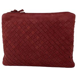 Bottega Veneta Intrecciato Leder-Clutch Rot