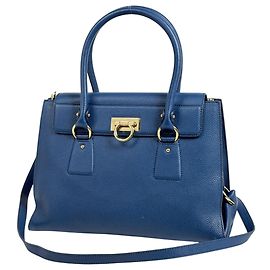 Salvatore Ferragamo Gancini Blue Leather Handbag Blue