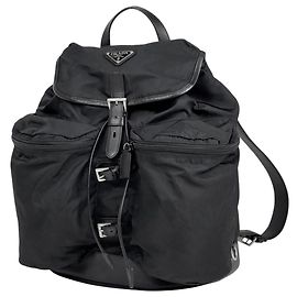 Prada Backpack with Logo Plate Black