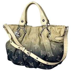 Céline Bolsa Celine em denim e couro Azul Bege