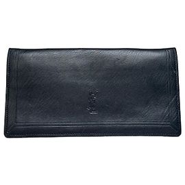 Vintage Yves Saint Laurent Leather Wallet Black Black