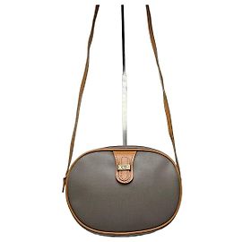 Bolsa de Ombro Vintage Dior Canvas Cinza Tan Ouro Cinza