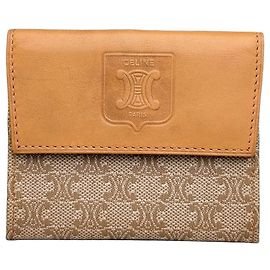 Céline Vintage Celine Canvas Leather Wallet Tan Light Brown Gold Kamel