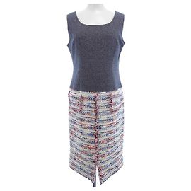 Autre Marque TAE ASHIDA Kleid Weiß Marineblau