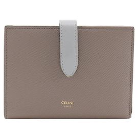 Céline Celine Medium Strap Wallet Leather Wallet Brown
