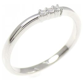 Autre Marque Pt900 Three Stone Diamond Platinum Ring Silvery