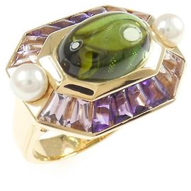 Bague Chanel American Or Améthyste Tourmaline Doré