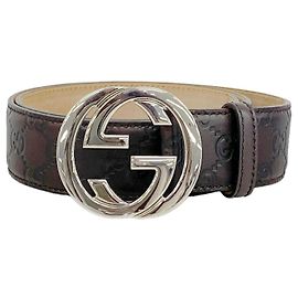 Cinto de couro Gucci Interlocking G Marrom