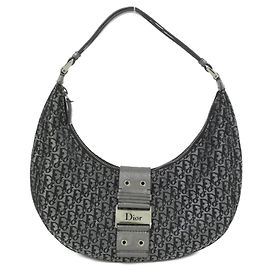 Christian Dior Black Canvas and Leather Shoulder Bag Black
