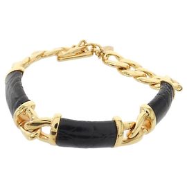 Pulseira com pingente em couro preto Loewe Preto