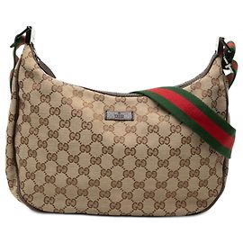 Borsa a tracolla Gucci in tela GG beige con banda Web Beige