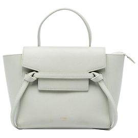 Céline Celine Bolsa Cinto Nano em Pele de Bezerro Grão Cinza Marrom Cinza