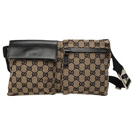 Gucci Beige GG Canvas Double Pocket Belt Bag Beige