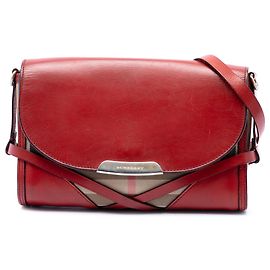 Borsa a tracolla Burberry Bridle Abbott in pelle rossa e tela House Check Rosso