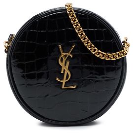 Bolsa Camera Saint Laurent em vinil patente preto com relevo de croco Preto
