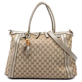 Bolsa Satchel Gucci Bella em tela GG bege Outro