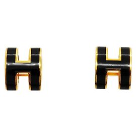 Hermès Orecchini Hermes Mini Pop H Nero D'oro