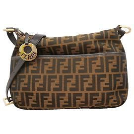 Bolsa de ombro Fendi Zucca em nylon e canvas Marrom