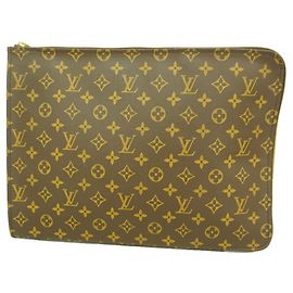 Louis Vuitton Monogram Pochette Document Clutch Bag Marrom