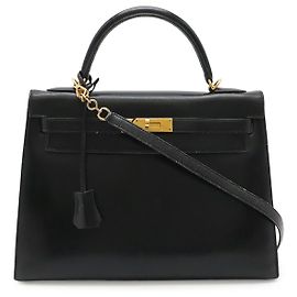 Bolsa Hermès Kelly Preta de Couro Preto
