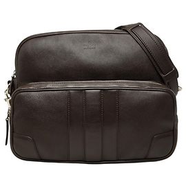 Gucci Dark Brown Leather Messenger Bag Dark brown