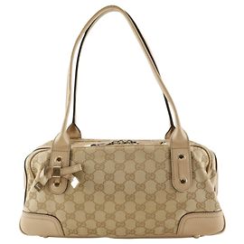 Gucci Princy Boston GG Canvas and leather Small Beige
