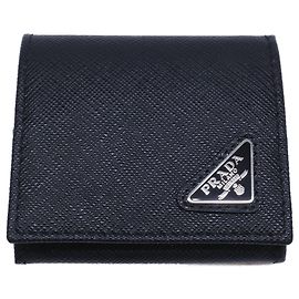 Prada Saffiano Triangle Geldbörse/Münzbeutel Schwarz