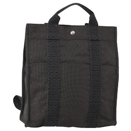 Hermès HERMES Sac A Dos Backpack Canvas Gray Silver Auth 196918A Castaño Plata