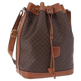 Céline Borsa a tracolla CELINE Macadam PVC Pelle Marrone Oro Auth 200933 Marrone D'oro