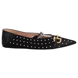 Gucci Black Leather Ballet Flats Black