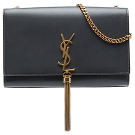 Bolsa Tiracolo Saint Laurent Kate Tassel Medium em couro de bezerro liso preto com monograma clássico Preto