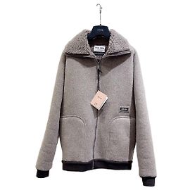 Miu Miu Cropped Jacket Camel Polyester Size 36 Multiple colors