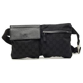 Sac ceinture Gucci GG Canvas à double poche noir Noir