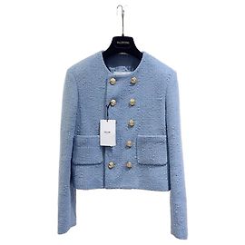 Céline Blue Tweed Double Breasted Jacket 40 Multiple colors