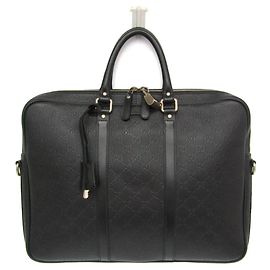 Gucci Guccissima Leder-Aktentasche konvertibel Schwarz